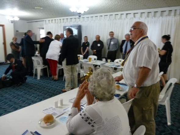 Members of RC of Goondiwindi getting ready for the toasting to the 10 clubs in D3450